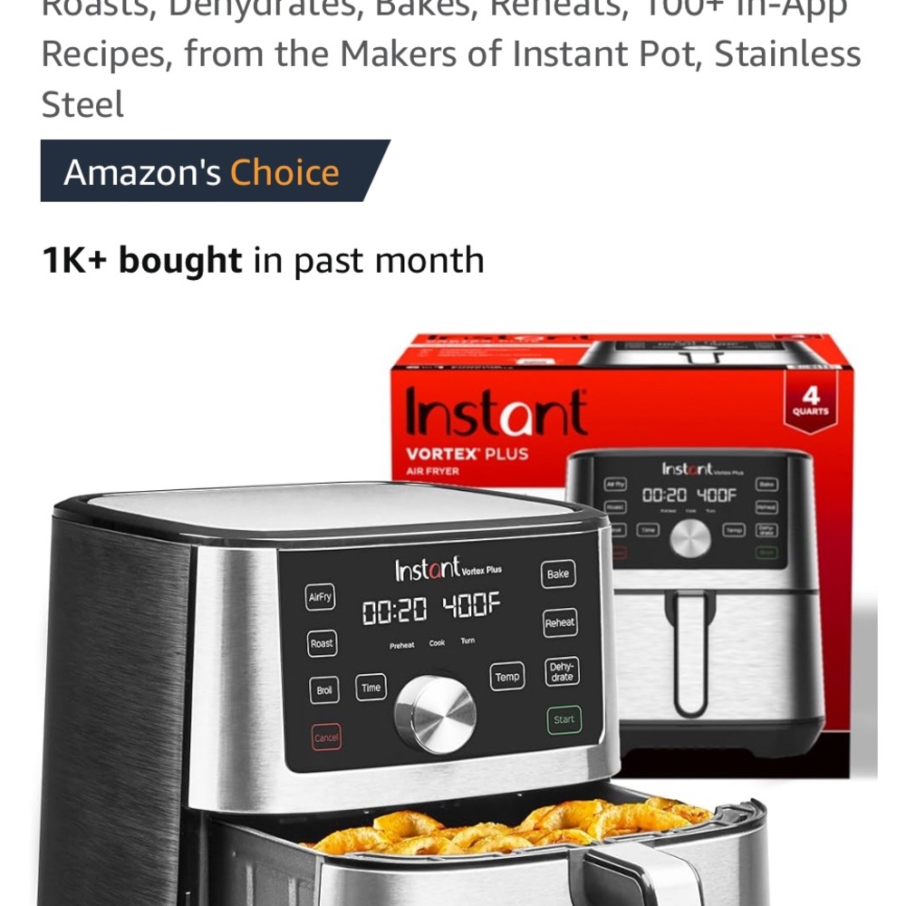 Instant Vortex Plus Air Fryer - I Stainless Steel